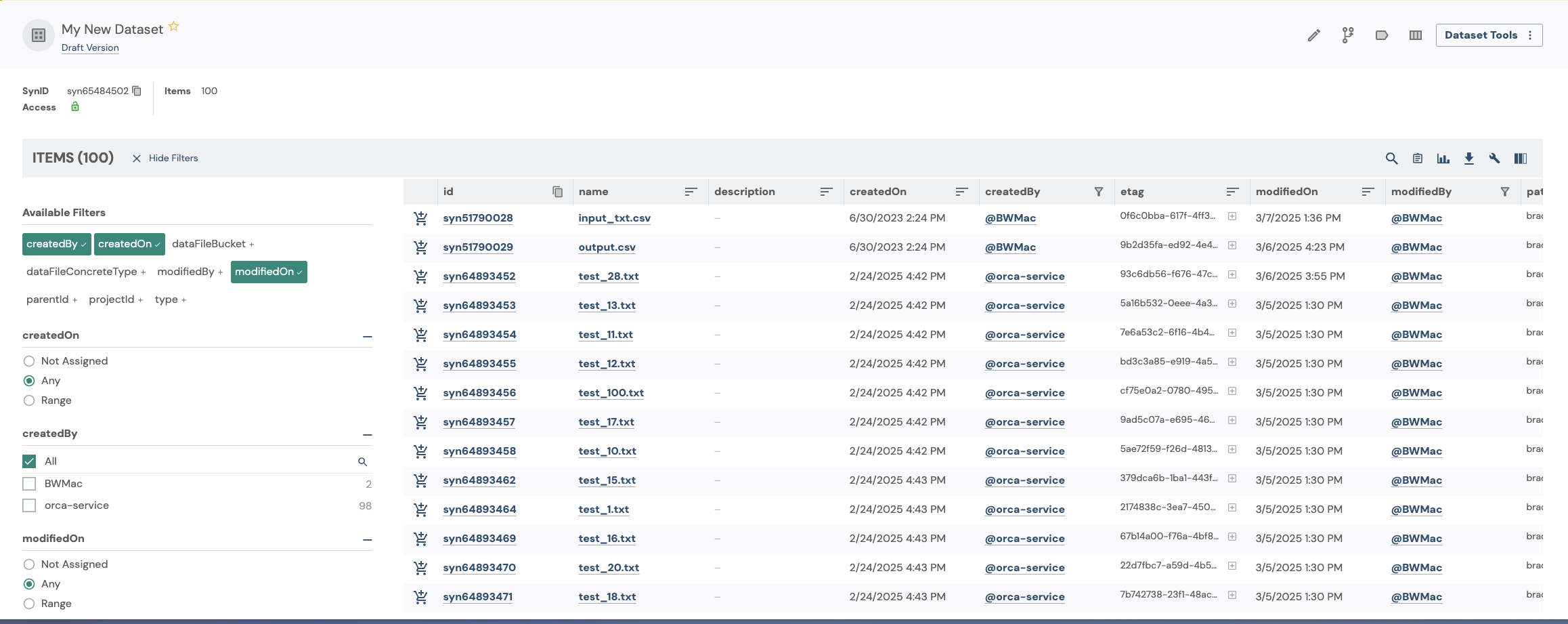 Dataset with Files